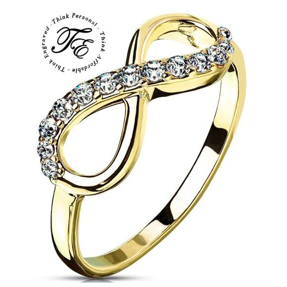 Women's Dainty Gold Infinity Ring - Paved Gem Infinity Promise Ring - Picture 1 of 6